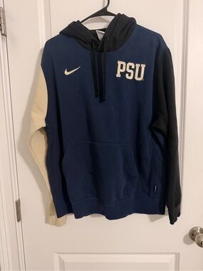 Penn State-Nike Colorblock PSU Hoodie - Navy, Black & Cream